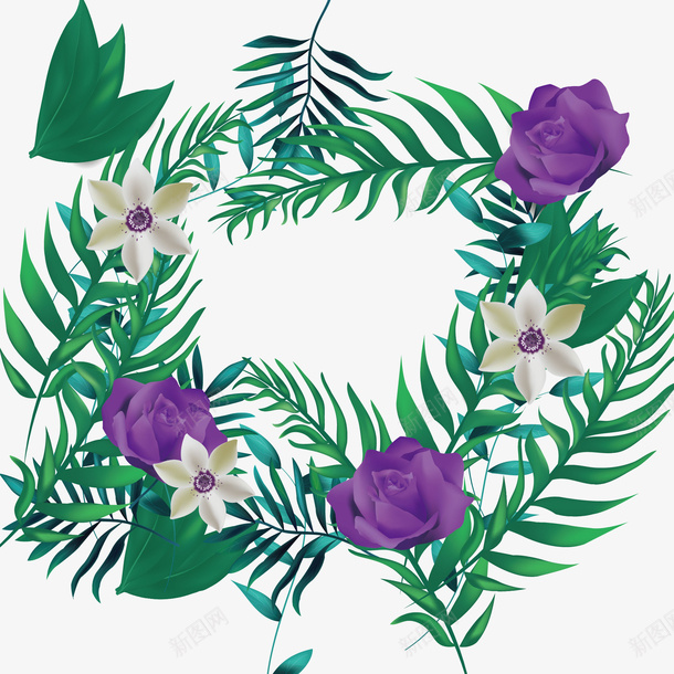 植物花框矢量图ai免抠素材_新图网 https://ixintu.com 卡通手绘 植物 花 装饰图案 边框 边框纹理 矢量图