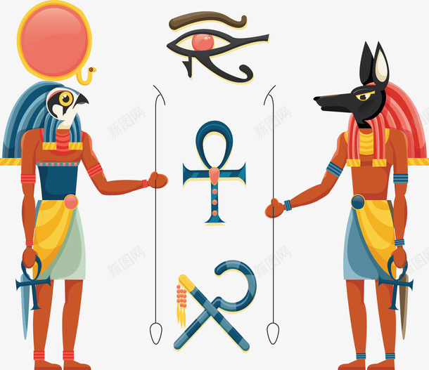 考古研究埃及文明矢量图