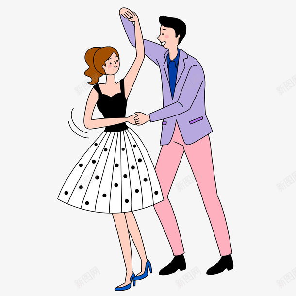 卡通手绘跳舞男女矢量图eps免抠素材_新图网 https://ixintu.com 免抠图PNG 卡通 手绘 男女 跳舞 矢量图