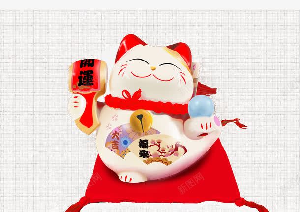 一个招财猫png免抠素材_新图网 https://ixintu.com 一只猫 喜庆 招财猫 红色