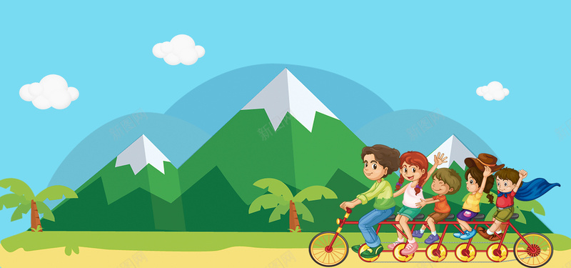 夏令营孩子出游banner海报psd设计背景_新图网 https://ixintu.com 亲子游 出游 卡通 夏令营 孩子们 孩子郊外 户外 招生 旅行 暑假 骑单车
