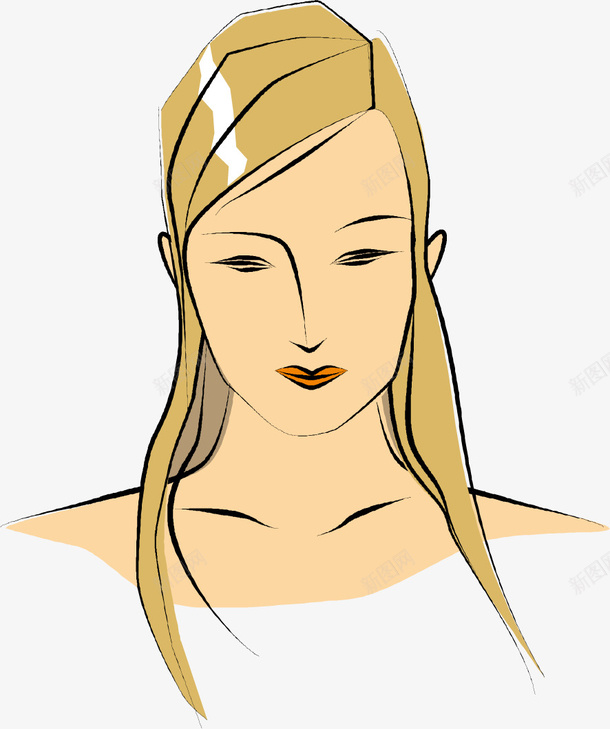 女士头像png免抠素材_新图网 https://ixintu.com 一个 卡通 头像 女士 手绘 白色 简图 黄色