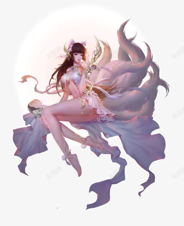 手绘九尾狐妖女子png免抠素材_新图网 https://ixintu.com 九尾狐 九尾狐妖 九尾狐尾巴 九尾狐狸 女子 手绘 狐美人