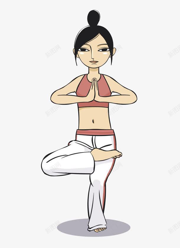 瑜伽png免抠素材_新图网 https://ixintu.com 健身健康 卡通人物 女孩 瑜伽 白色