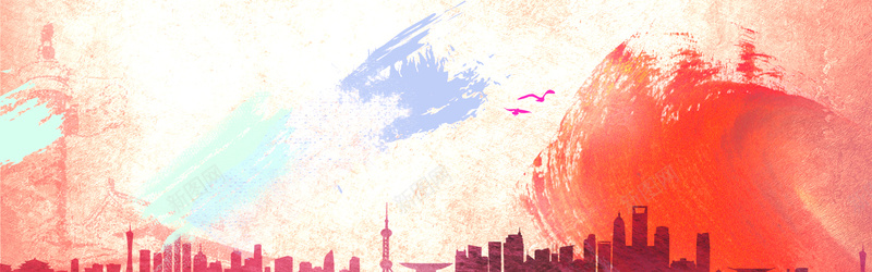 涂鸦彩绘电商淘宝bannerpsd设计背景_新图网 https://ixintu.com 城市剪影 彩绘 水彩 水彩风格 涂鸦 涂鸦彩绘 淘宝banner 电商 电商促销banner
