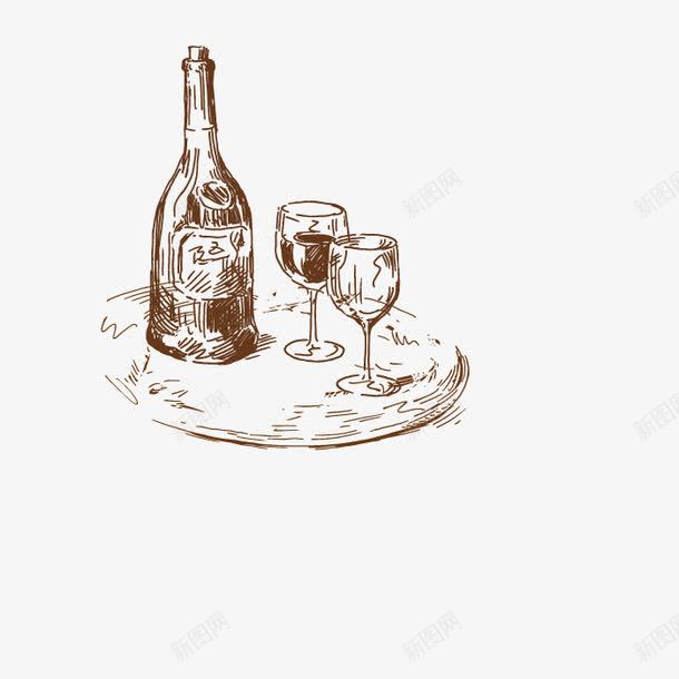手绘红酒托盘装饰png免抠素材_新图网 https://ixintu.com 手绘 托盘 红酒 装饰 设计