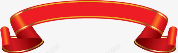 红色彩带金色镶边两边对称png免抠素材_新图网 https://ixintu.com 两边 对称 彩带 红色 金色