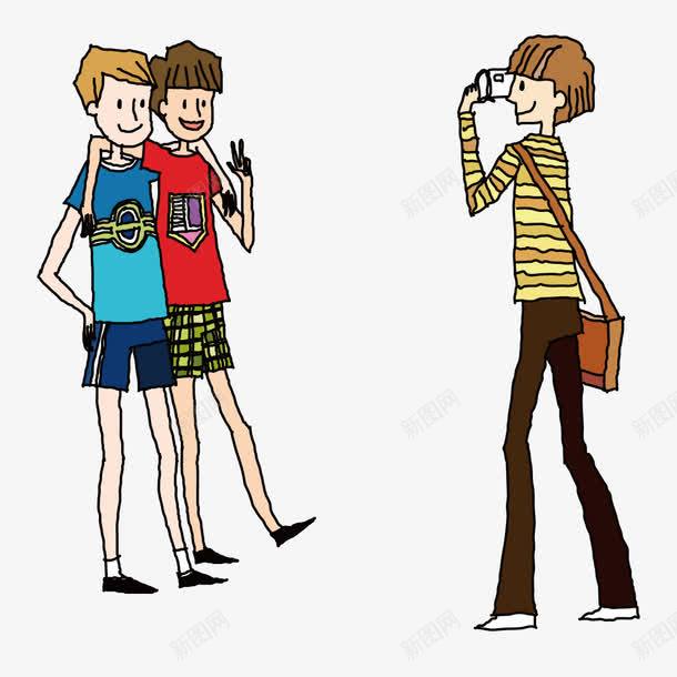 女孩帮朋友拍照矢量图ai免抠素材_新图网 https://ixintu.com 拍照 拍照小人 插画 朋友 照相 矢量人物 矢量图