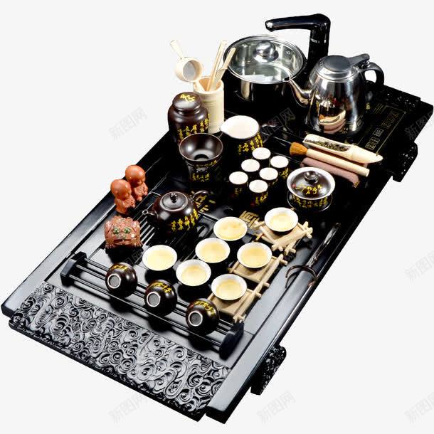电热磁炉实木茶盘整套png免抠素材_新图网 https://ixintu.com 产品实物 套装 紫砂 茶具