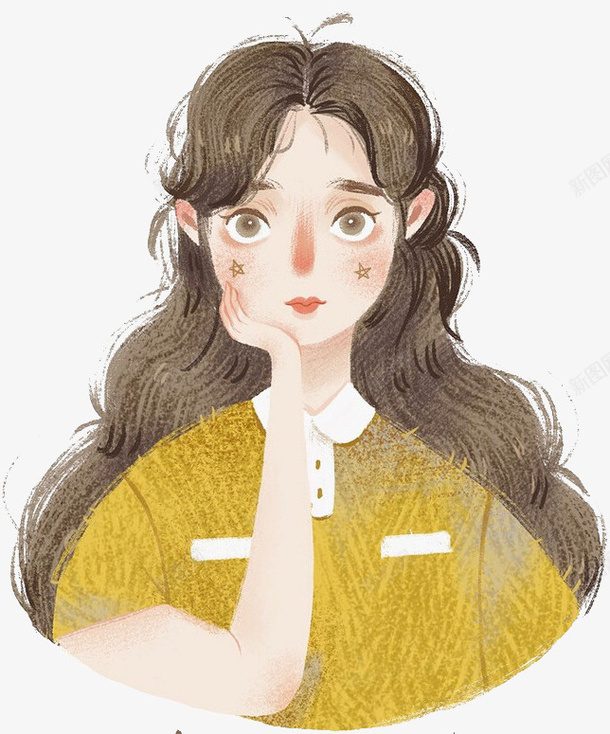手绘小清新女孩插画png免抠素材_新图网 https://ixintu.com 可爱 女孩 小清新 手绘 手绘女孩 插画 装饰图案