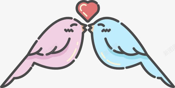 情人节亲嘴的小鸟png免抠素材_新图网 https://ixintu.com 亲嘴的小鸟 多彩小鸟 小鸟情侣 情人节 水彩 红色爱心