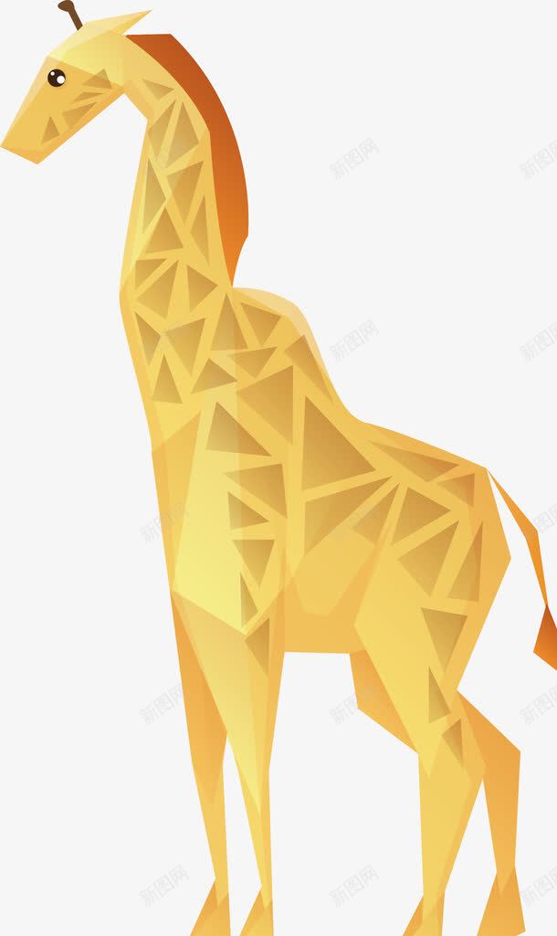 多边形长颈鹿png免抠素材_新图网 https://ixintu.com 创意集市 卡通动物 树叶 矢量源文件 非洲