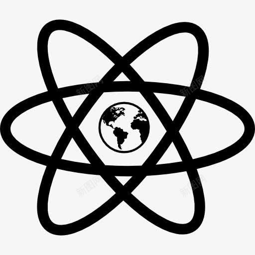 地球在原子形状图标png_新图网 https://ixintu.com 原子 地球图标 地球科学 形状 科学 符号