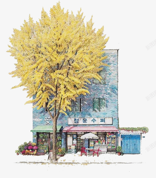 水彩城市png免抠素材_新图网 https://ixintu.com 卡通 城市 建筑物 水彩 装饰