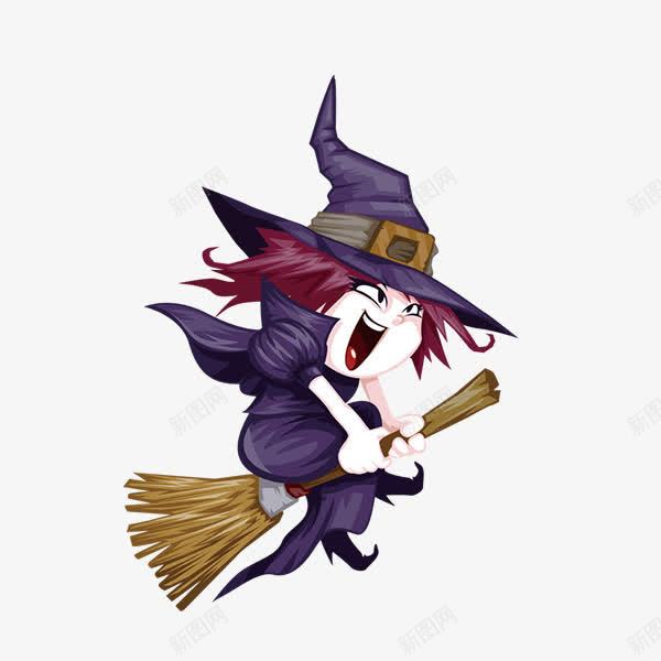 骑扫把的精灵psd免抠素材_新图网 https://ixintu.com 万圣节 扫把 鬼怪出没 魔法
