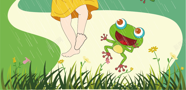 春天池塘边躲雨的女孩矢量图ai免抠素材_新图网 https://ixintu.com 可爱女孩 可爱青蛙 池塘边 矢量png 躲雨 避雨女孩 矢量图