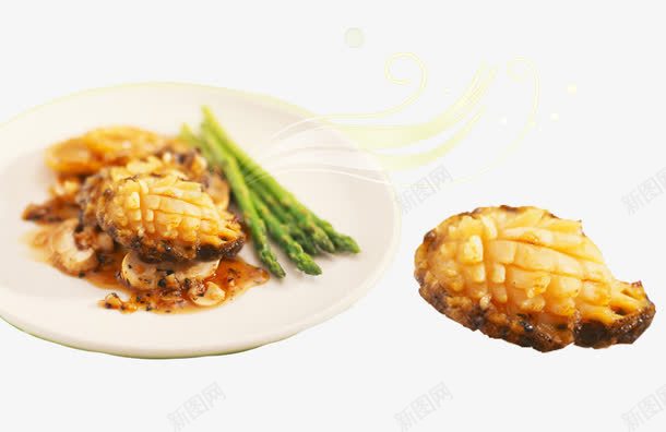 烧烤鲍鱼拼芦笋png免抠素材_新图网 https://ixintu.com 烤鲍鱼 芦笋 饮食 鲍鱼