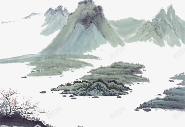 水墨画山png免抠素材_新图网 https://ixintu.com 国画 山 水墨画 水墨路 美术