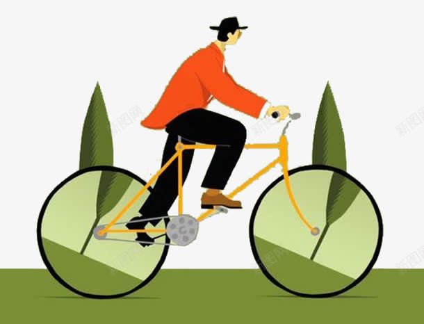 骑自行车的人png免抠素材_新图网 https://ixintu.com 树木 红上衣 自行车 骑自行车