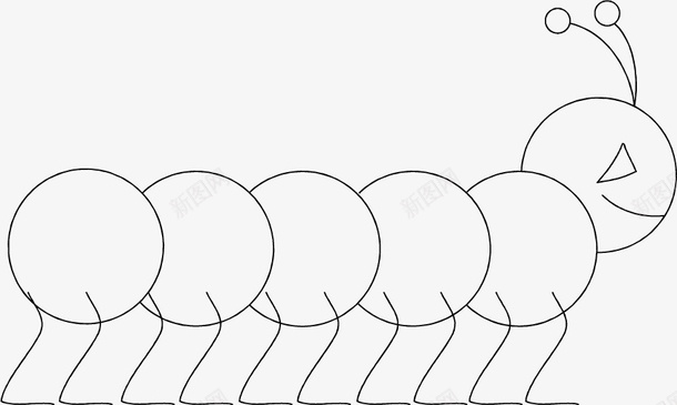 简笔毛毛虫图标png_新图网 https://ixintu.com 一只 卡通 手绘 毛毛虫 简图 简笔 线条 黑色