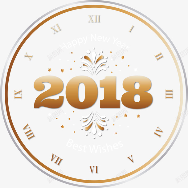 2018金色钟表矢量图ai免抠素材_新图网 https://ixintu.com 2018 卡通 商务 彩色 手绘 简约 金色 钟表 矢量图