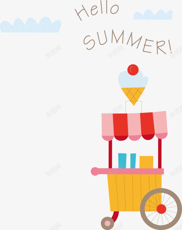 手绘夏日冰淇淋车海报png免抠素材_新图网 https://ixintu.com 冰淇淋车 创意 卡通 可爱 彩色 手绘图 简单