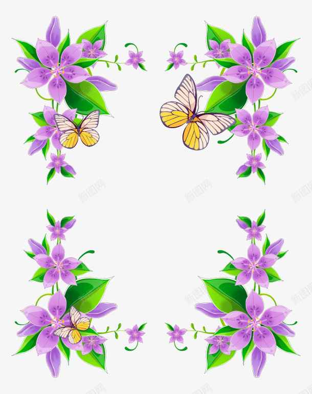 卡通花纹边框矢量图ai免抠素材_新图网 https://ixintu.com 花纹 蝴蝶 边框 矢量图
