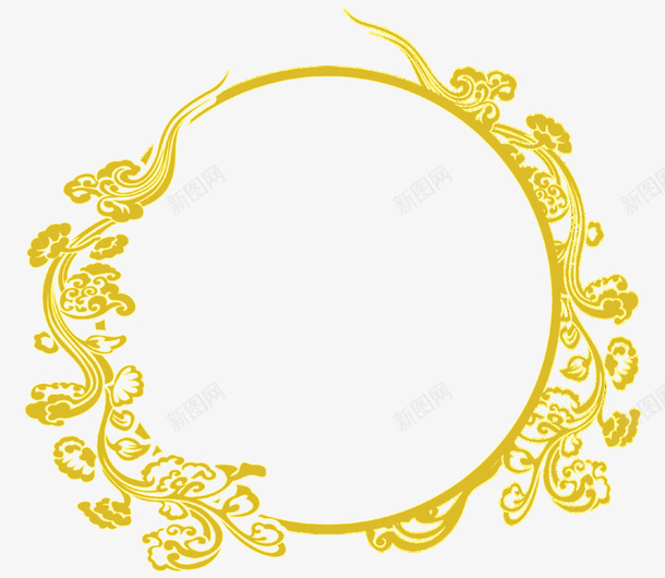 手绘黄花纹儿边框png免抠素材_新图网 https://ixintu.com 手绘字框 手绘边框 黄花纹字框 黑边框