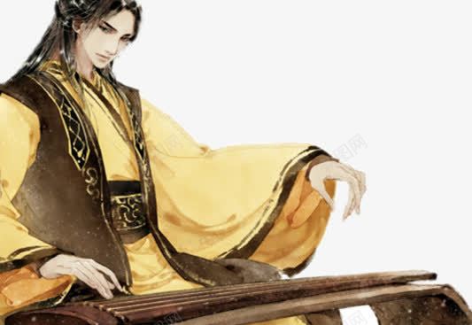 弹琴黄衣古风手绘男子png免抠素材_新图网 https://ixintu.com 古风 弹琴 手绘 男子 黄衣