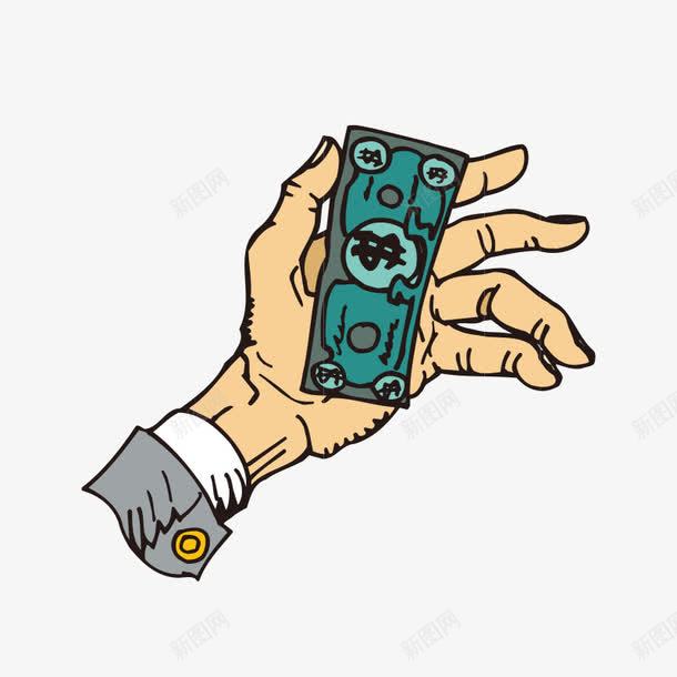 拿着美金的手png免抠素材_新图网 https://ixintu.com 卡通 手 美元 钱