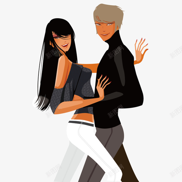 跳舞的青年男女矢量图ai免抠素材_新图网 https://ixintu.com 男女 跳舞 青年 矢量图