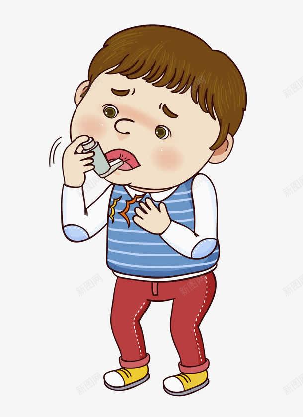 吸药的男孩png免抠素材_新图网 https://ixintu.com 卡通 可爱的 小男孩 难受的