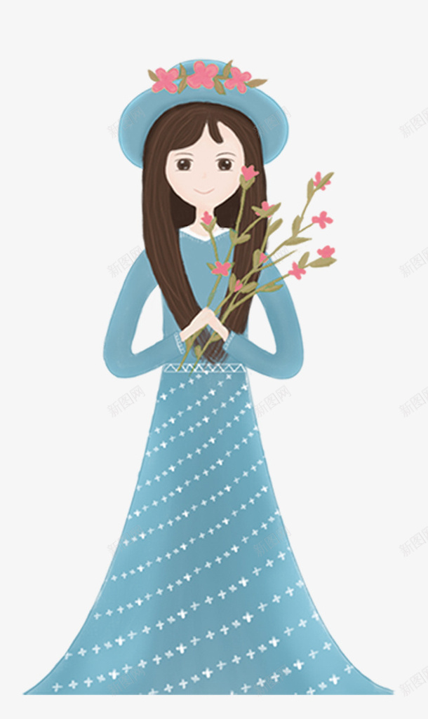 手棒鲜花花束的小女孩psd免抠素材_新图网 https://ixintu.com 小女孩 帽子 手棒鲜花 手棒鲜花花束的小女孩 花朵 花束