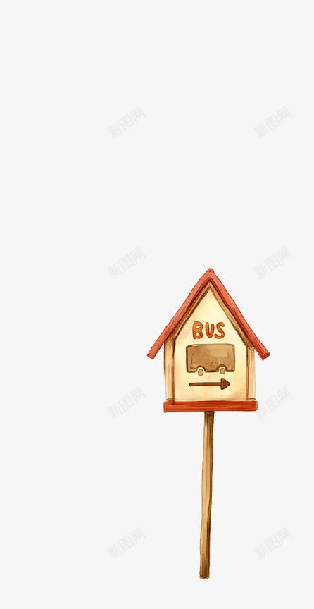 汽车站牌png免抠素材_新图网 https://ixintu.com bus 卡通标志 巴士标志 巴士站牌 手绘站牌 路标