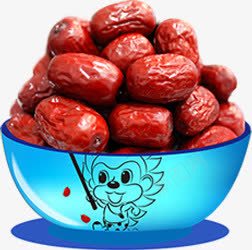 一碗红枣png免抠素材_新图网 https://ixintu.com 一碗红枣 红枣 蓝色卡通碗