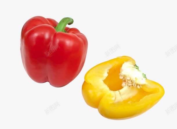 红色菜椒和黄色菜椒png免抠素材_新图网 https://ixintu.com 新鲜 菜椒 蔬果 蔬菜 食材 黄色甜椒