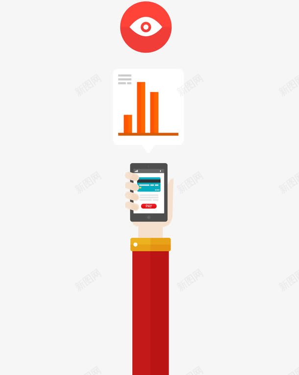 手举着手机显示图标信息png_新图网 https://ixintu.com 信息 分析 图标 图表 手举着 手机 数据 统计