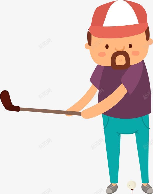 打高尔夫的中年大叔png免抠素材_新图网 https://ixintu.com 中年大叔 中年男人 商务运动 害羞 手握球杆 打高尔夫