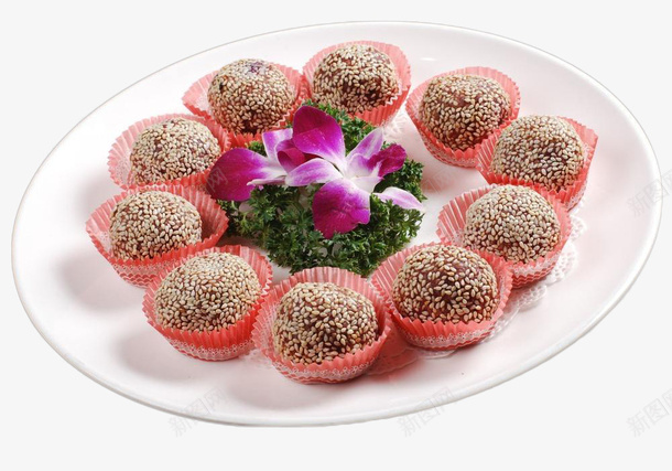紫薯麻球成品png免抠素材_新图网 https://ixintu.com 小吃 紫薯球 芝麻 食品 餐饮