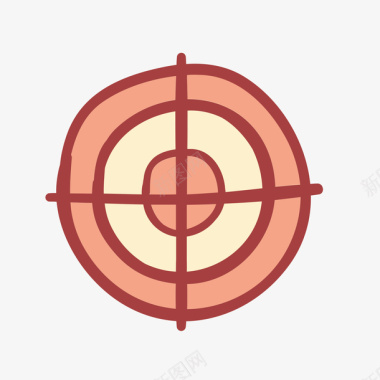红色手绘圆弧目标元素矢量图图标图标