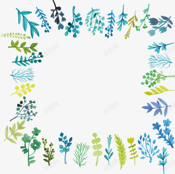 手绘水彩植物矢量图ai免抠素材_新图网 https://ixintu.com 手绘 插画 树叶 植物 水彩 矢量图
