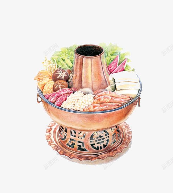 手绘火锅png免抠素材_新图网 https://ixintu.com 手绘 手绘火锅 火锅 火锅材料