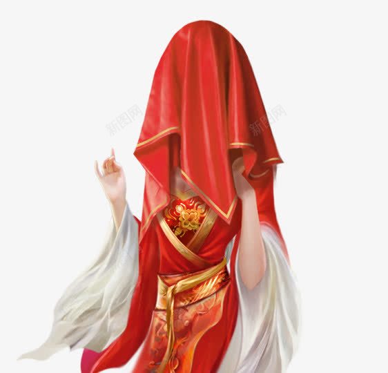 红盖头新娘png免抠素材_新图网 https://ixintu.com 新娘 盖头 素材