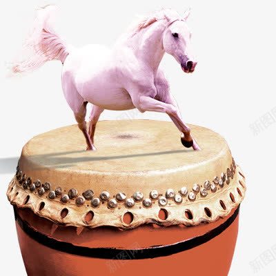 鼓上的马png免抠素材_新图网 https://ixintu.com 乐器 奔驰的马 白马