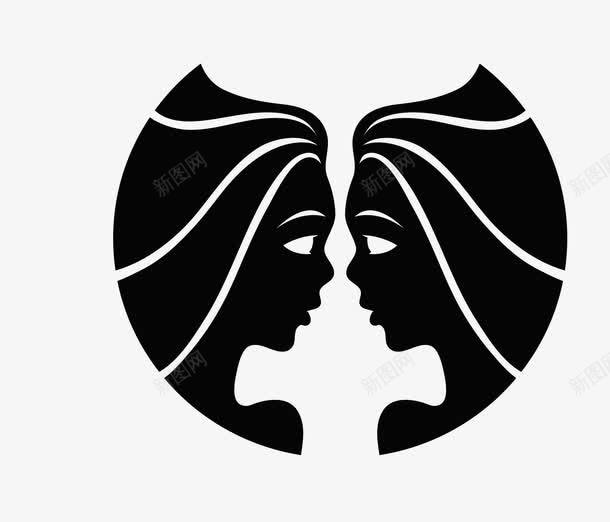 双子座png免抠素材_新图网 https://ixintu.com 十二星座 十二星座图案 手绘 星座 黑色