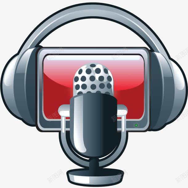 立体麦克风耳机显示屏图标png_新图网 https://ixintu.com fm 听音乐 多媒体 播客 收音机 电台 耳机 音乐电台 麦克风