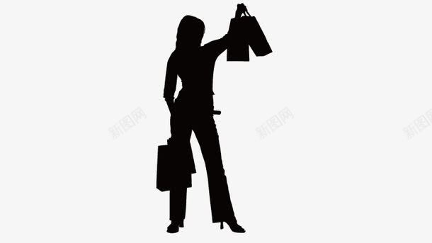 购物女孩剪影png免抠素材_新图网 https://ixintu.com 卡通美女 女生拎购物袋 矢量美女 购物女孩剪影 购物袋剪影