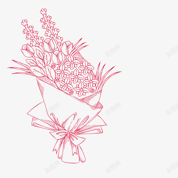 粉色素描花束矢量图ai免抠素材_新图网 https://ixintu.com 粉色 素描 花束 矢量图