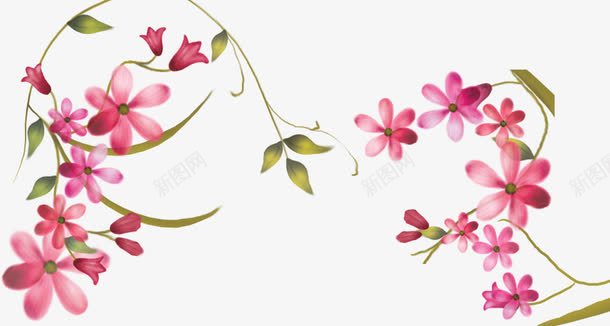 粉色手绘爱心花朵树叶png免抠素材_新图网 https://ixintu.com 树叶 爱心 粉色 花朵
