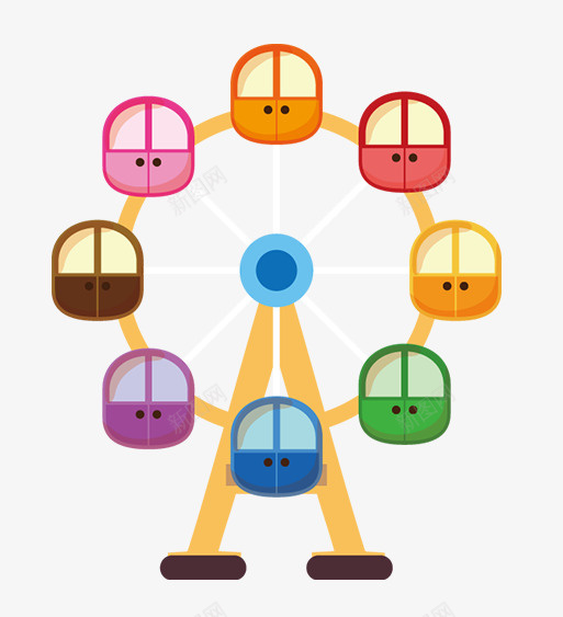 卡通摩天轮png免抠素材_新图网 https://ixintu.com 儿童 卡通 摩天轮 游乐场
